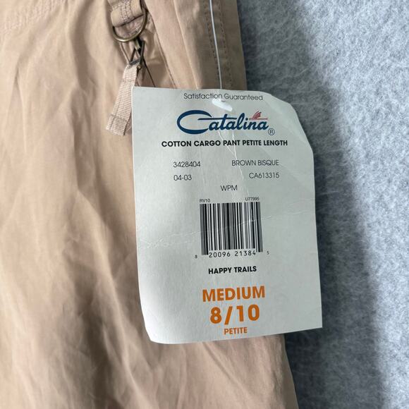 Catalina Pants Womens Medium Tan Cargo Windbreaker Petite Wide Leg Crop‎ Active - Picture 5 of 12